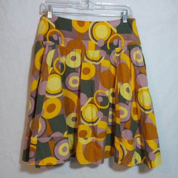 Larry Levine A Line Groovy Geometric Skirt Artsy Linen Size 10 - Picture 7 of 9